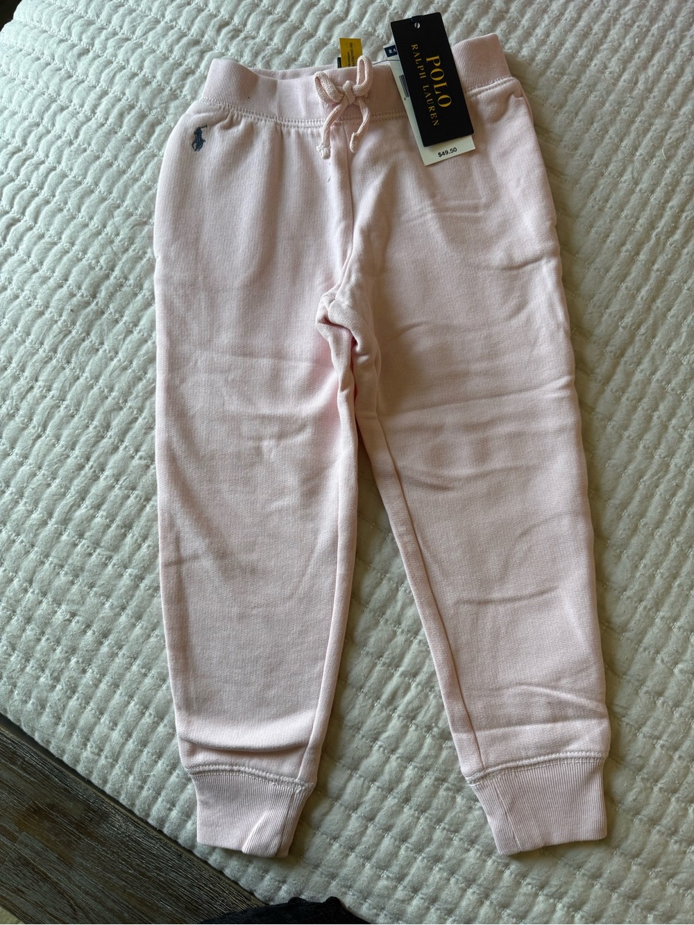Polo by Ralph Lauren Pale Pink Girls' Sweatpants with Pony Logo
